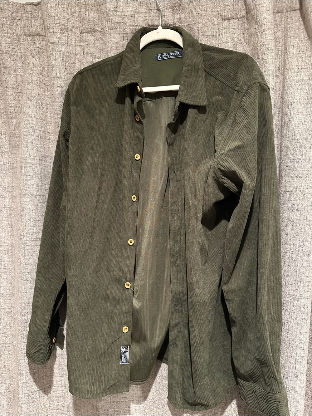 PS Paul Smith Olive Green Corduroy Button-Down Shirt